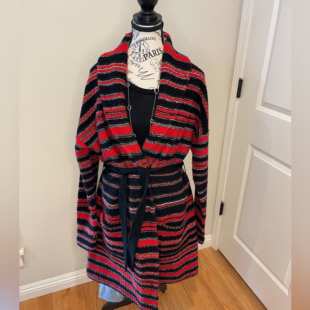 Lauren Ralph Lauren Red and Black Knit Cardigan Southwest - Picture 2 of 13